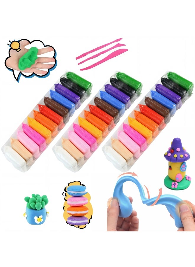 3 packSuper Light Air Dry Modeling Clay Set with Sculpting Tools – Soft, Non-Sticky & Non-Toxic Magic Dough for Kids DIY Arts and Crafts – Educational Creative Toy for Boys and Girls - Image 1